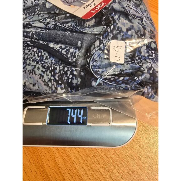 Joie Peasant Blouse Sz XL Paisley Blue Flowy Ruffle Pintucked Boho Artsy Flowy - Picture 7 of 15